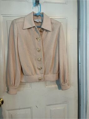 St. John Soft Cream Button-Front Knit Jacket